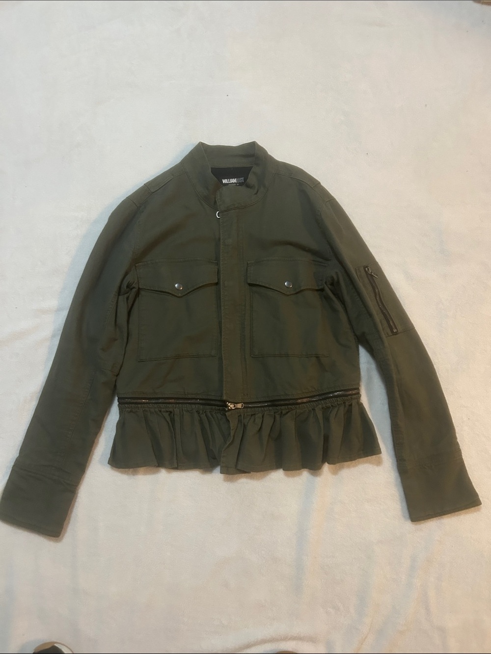 William Rast Women’s Jacket Olive Utility with Peplum Hem Size Medium